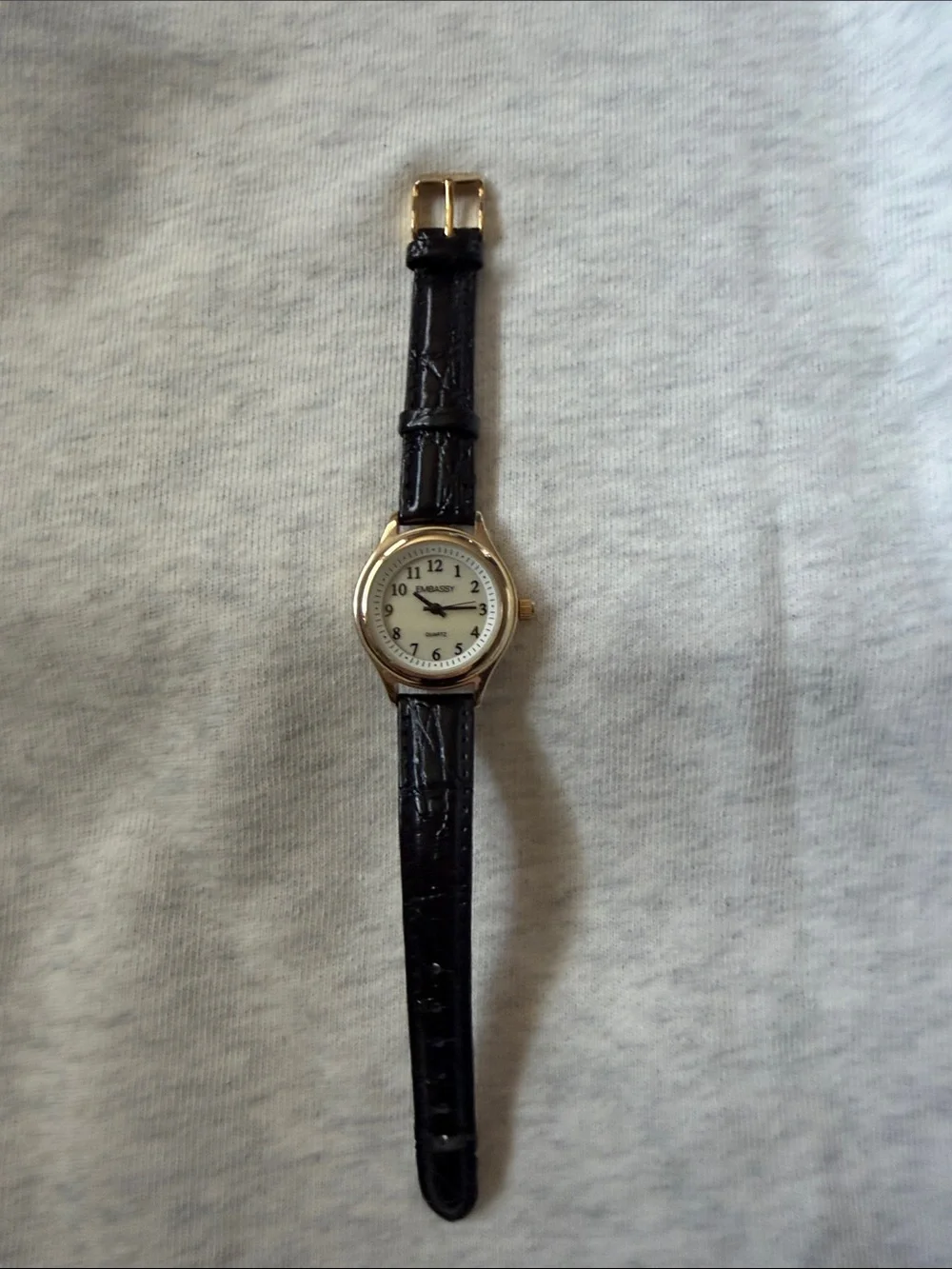 Embassy Gold-Tone Ladies Watch with Black Strap